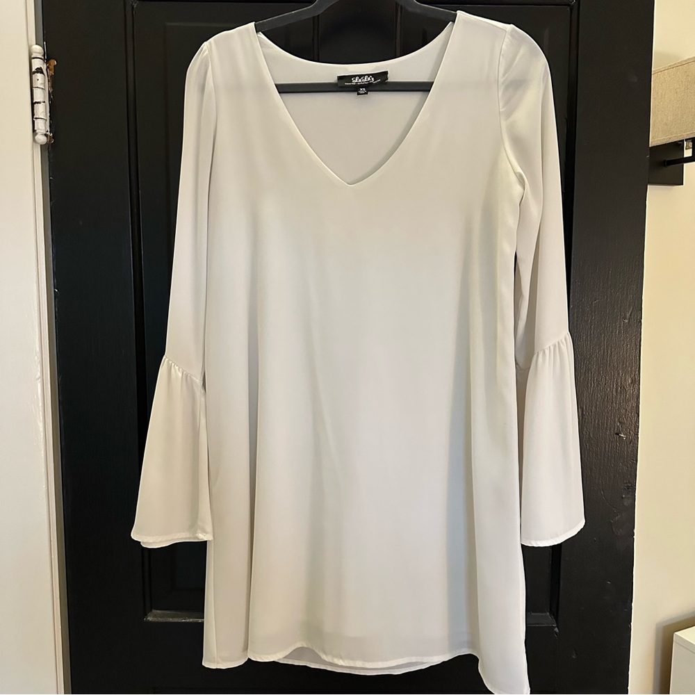 Lulu's White Long Sleeve Shift Dress